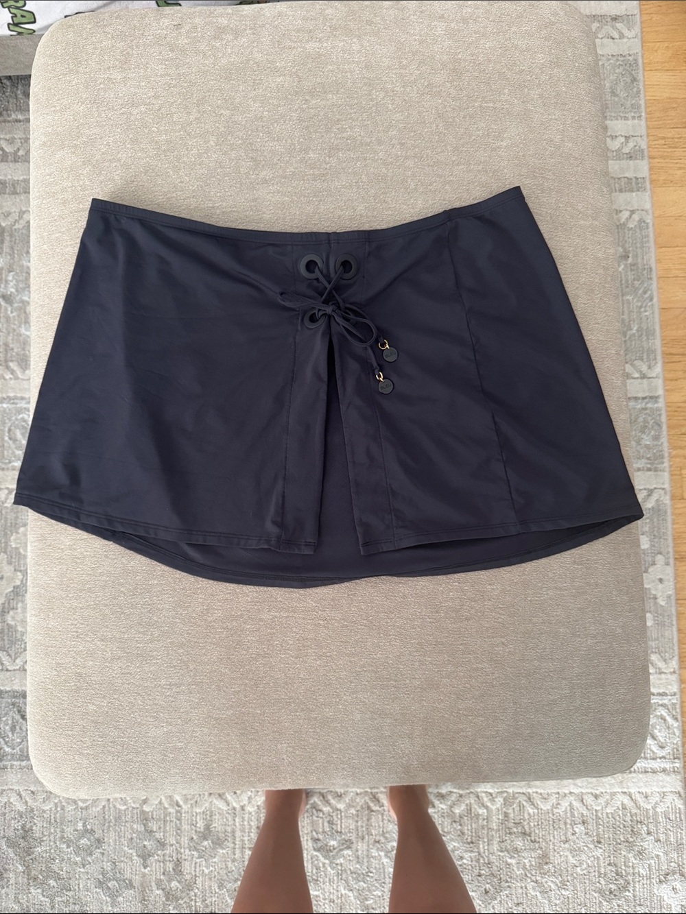 Bleu Rod Beattie Black Swim Skirt with Lace-Up Front